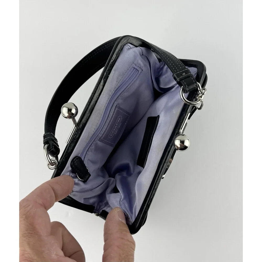 VTG Coach 3579 Madison Black Satin Swarovski Crystal Kiss Lock Bag Archive